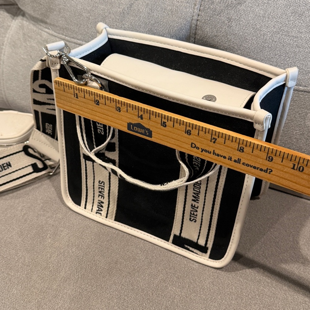 Steve Madden BWEBBER Canvas Tote/Crossbody - Black/White - Picture 7 of 11